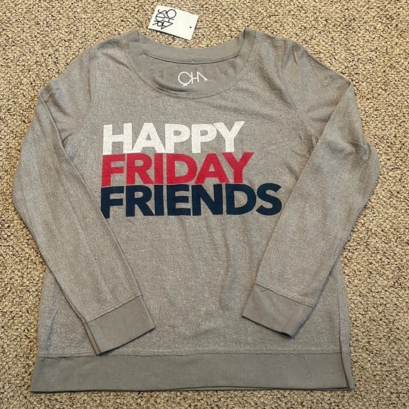 Chaser Happy Friday Friends Grey Sweatshirt - Picture 1 of 3